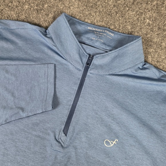 Holderness & Bourne Other - Holderness & Bourne The Bell Pullover Men L Blue Quarter Zip HB2317.730 w/Logo